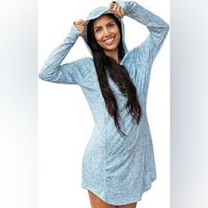 RipSkirt Blue & White Patterned Dress or Swim Suit Coverup Size Large